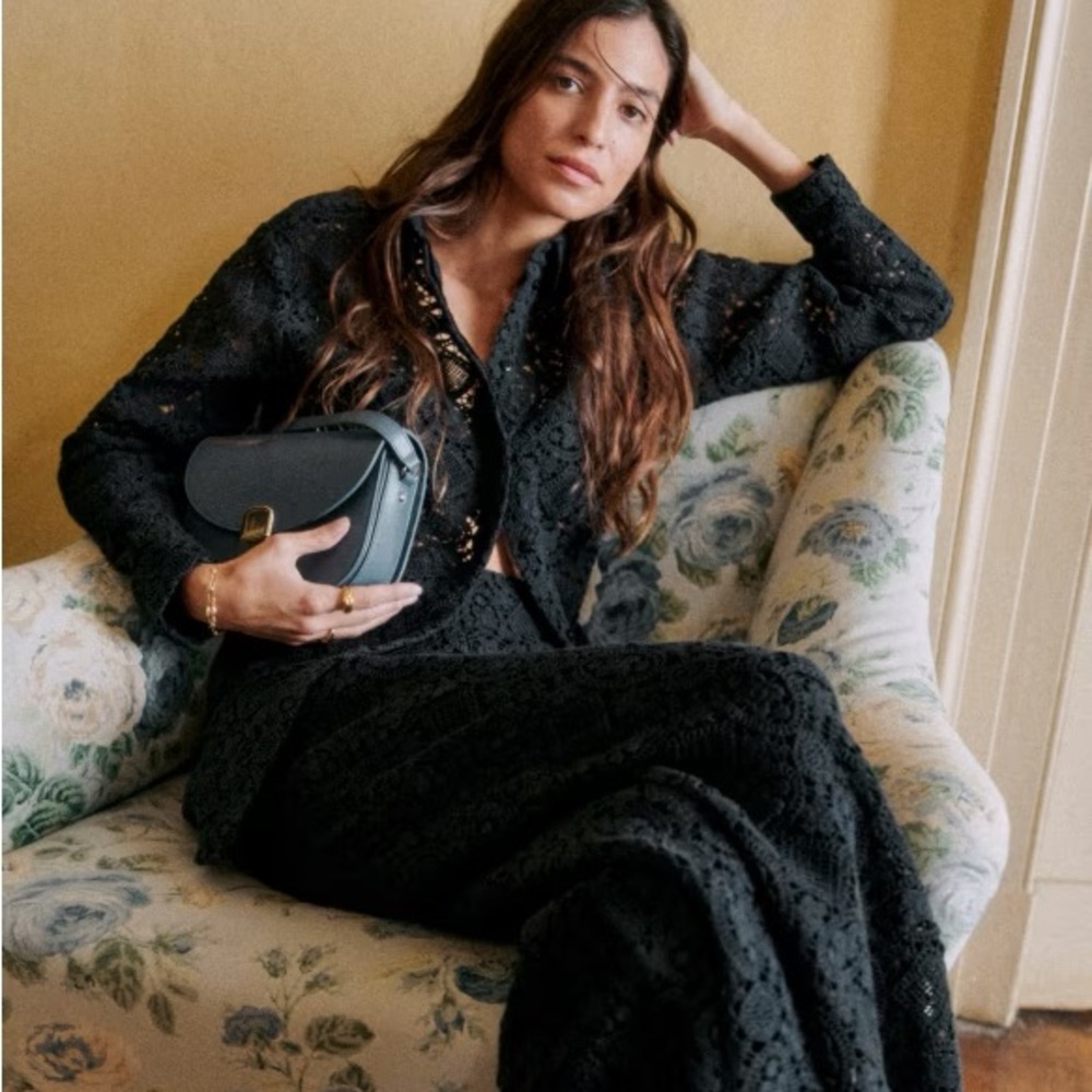 Sezane Black Lace Jumpsuit
